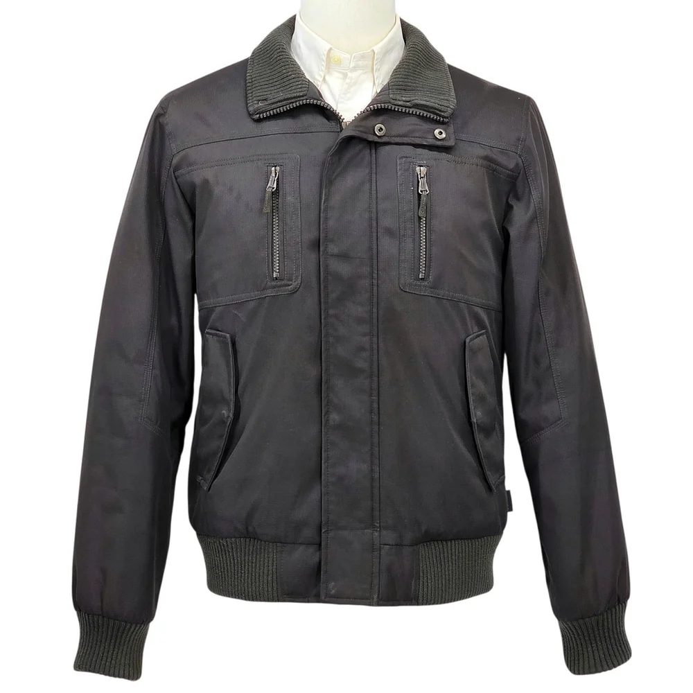 Calvin Klein Bomber Jacket Mens Small Black Water Resistant Windbreaker Ripstop - Picture 2 of 16